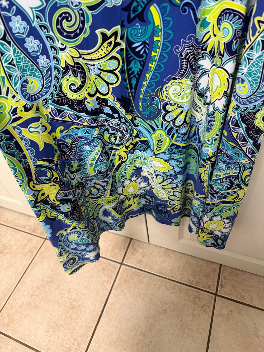 Attitudes by Renee Blue & Green Paisley Off-Shoulder Maxi - Picture 4 of 11